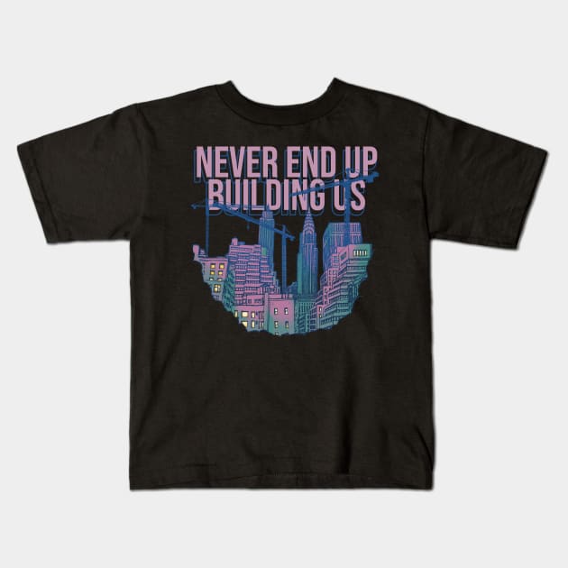 Tower Crane Never End UP Kids T-Shirt by damnoverload